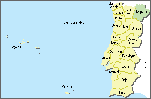 Localização do distrito de Bragança