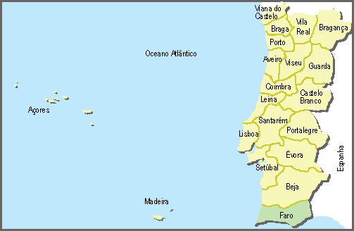 Localização do distrito de Faro